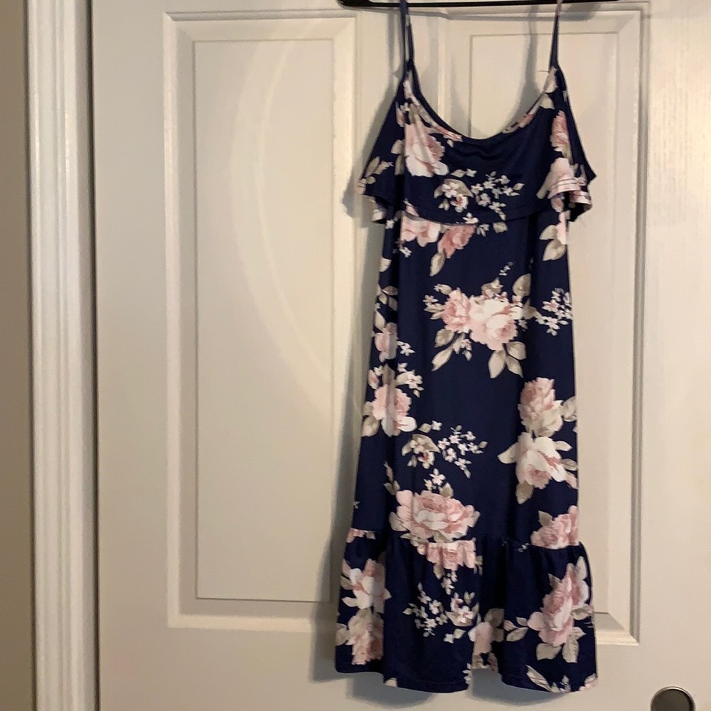 Navy and mauve Floral dress